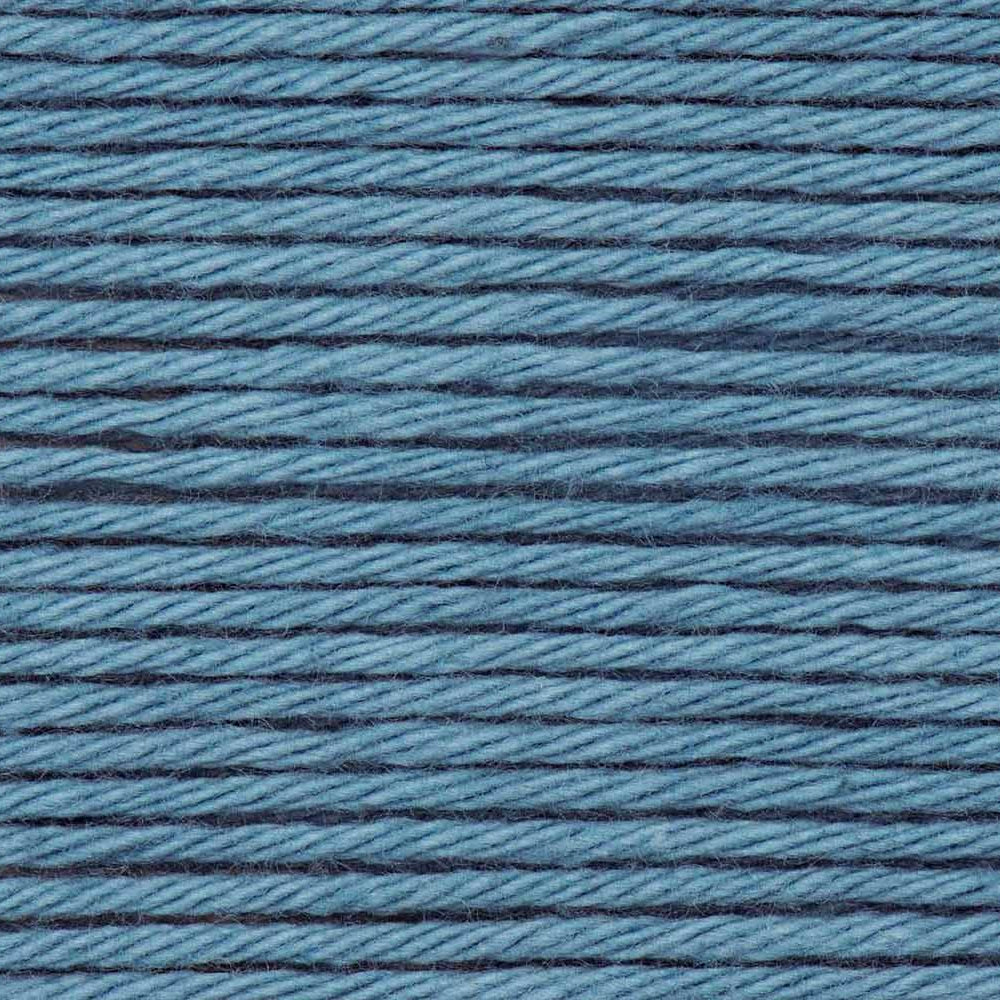 Close-up of blue yarn with a subtle pattern