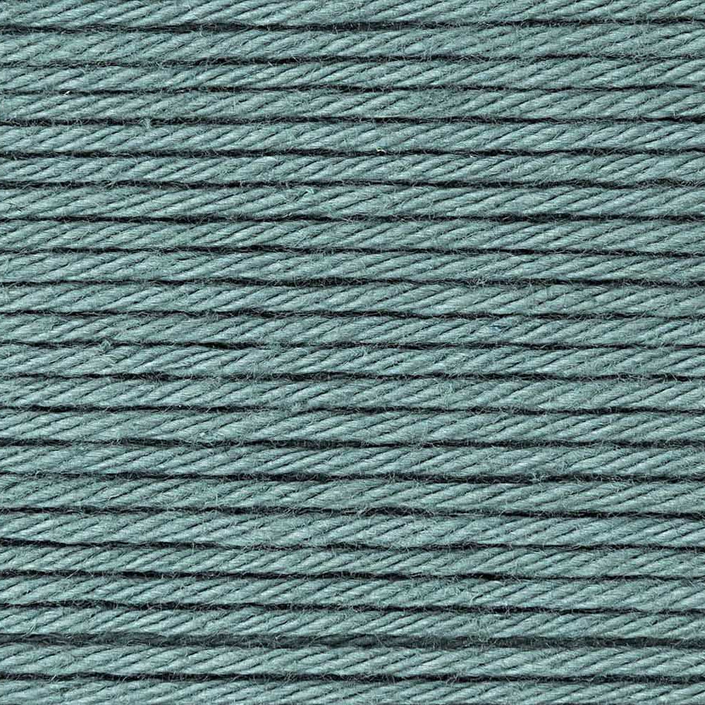 Close-up of teal yarn with a textured pattern