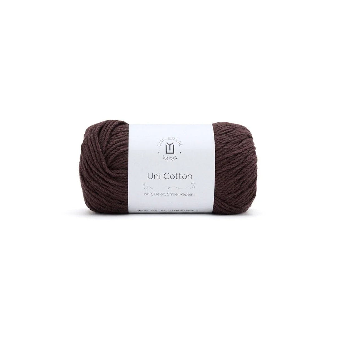 Brown ball of yarn on a white background