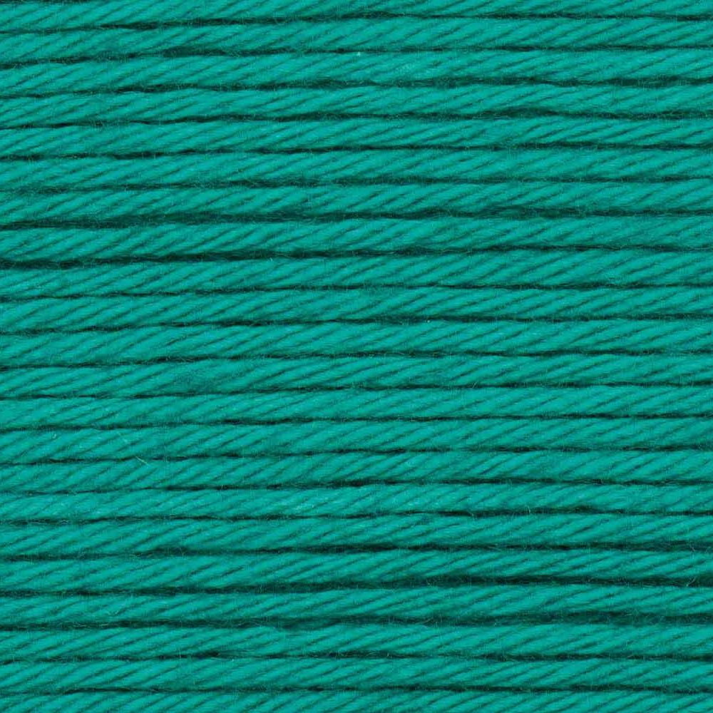Close-up of teal yarn with a textured pattern