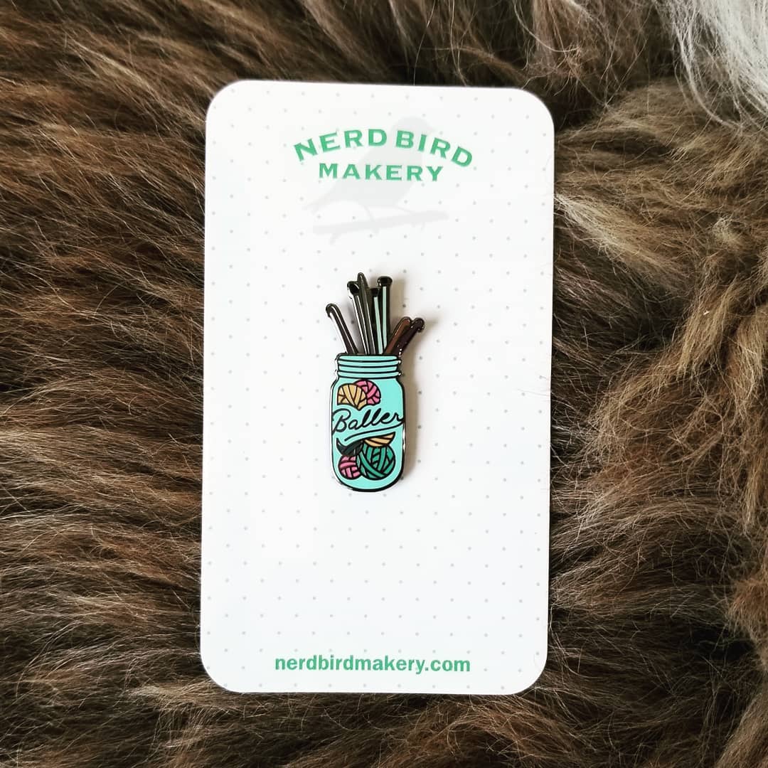 NerdBirdMakery Enamel Pin - Haus of Yarn